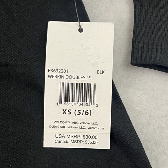 Volcom T Shirt Werkin Doubles LS Tee Kids XS 5/6 Black Logo Long Sleeve NWT - Picture 9 of 10